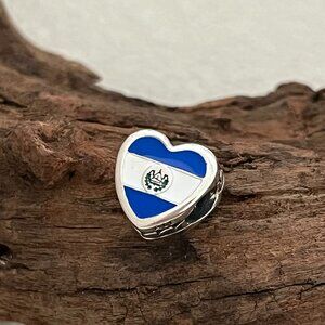 Pandora El Salvador Flag Exclusive Heart Charm S925 ALE Bead Charm